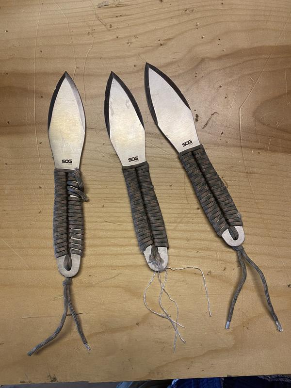 Cut through the knot on one and sliced up the side on a another...
