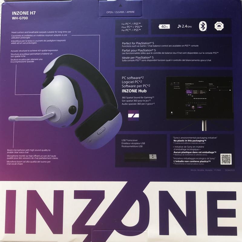Sony INZONE H7 Auriculares Gaming Inalámbricos 7.1 PC/PS5 Blanco