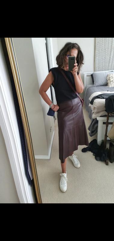 Vegan Leather Midi Skirt