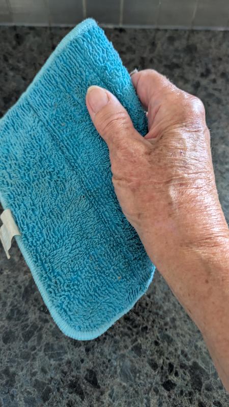 Blue cloth shows condition after a month's use by a serious and busy cook!
