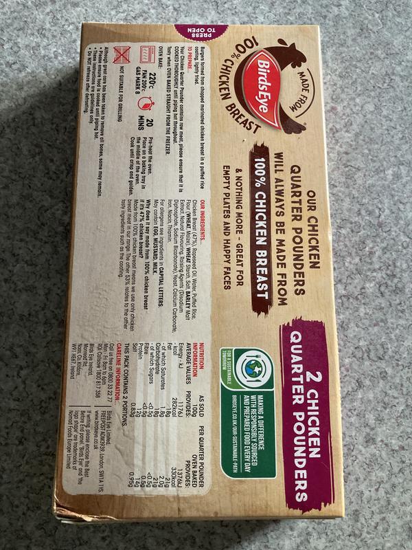 The back listing ingredients etc