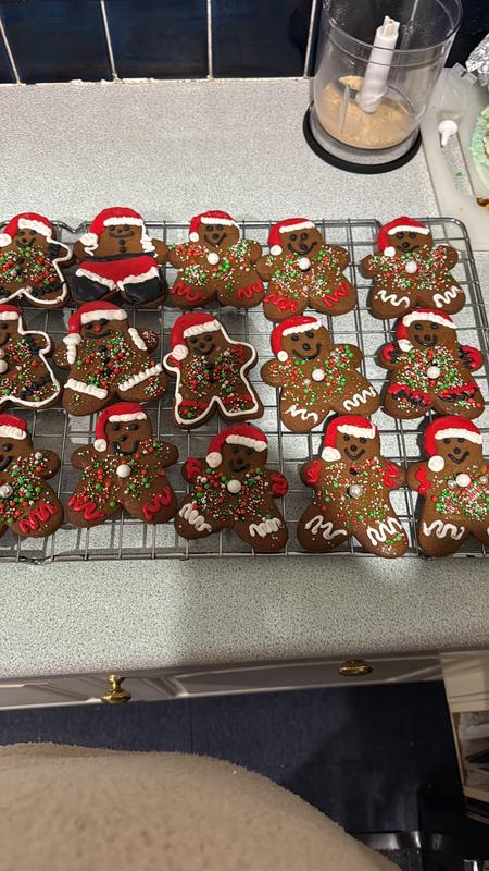 Gingerbread men using royal icing for decoration