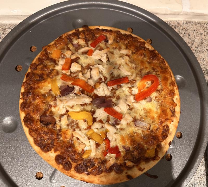 Lovely tasting pizza with a good distribution of toppings, but do allow for the extra cooking time.
