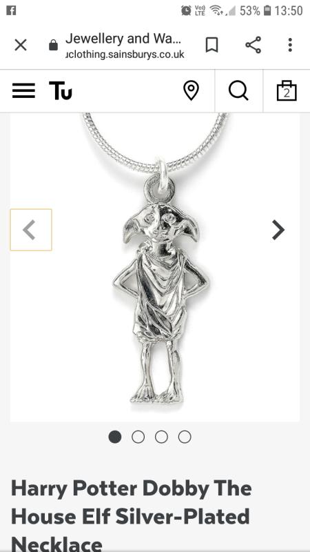 Brands Harry Potter Dobby The House Elf Silver Plated Necklace Tu Clothing