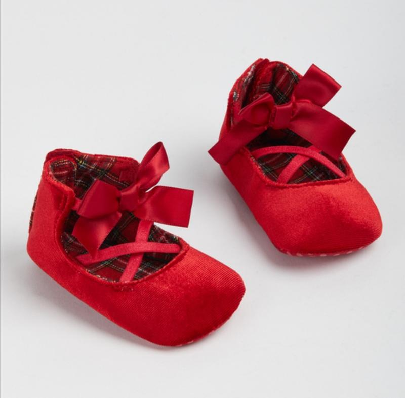 red velvet baby shoes