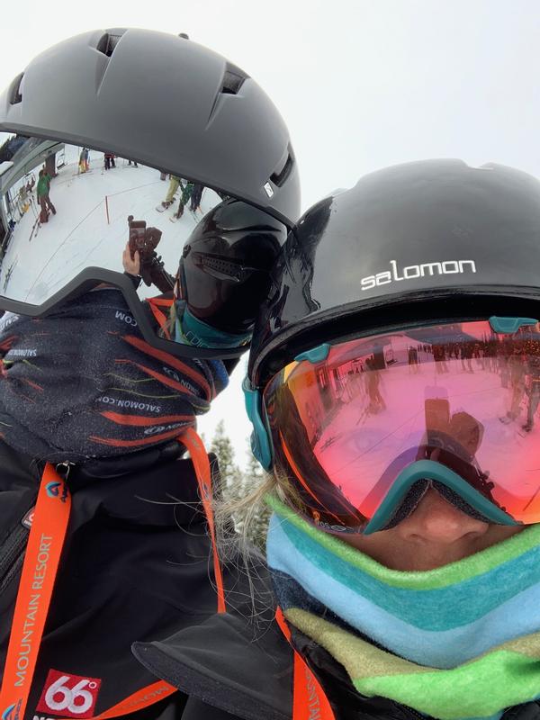 Salomon Pioneer Lt Visor Mens Helmet Ski Black Multilayer Mid Blue All Sizes 