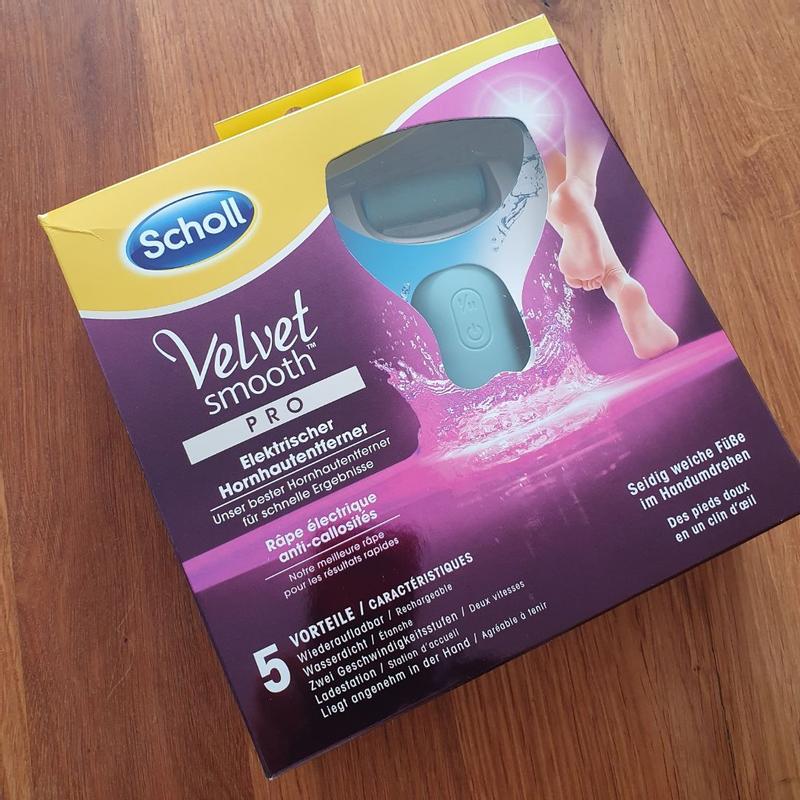 Scholl Velvet Smooth Elektrischer Hornhautentferner Pro – Wiederaufladbar Für Nasse & Trockene Füße, Mit Ersatzrollen