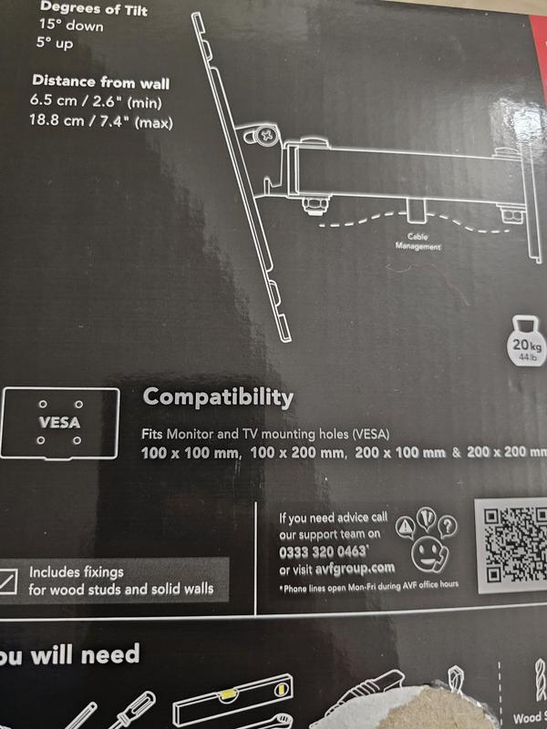 Monitor Bracket, Ø20 mm, Stainless Steel, VESA 100X100 mm. / 75