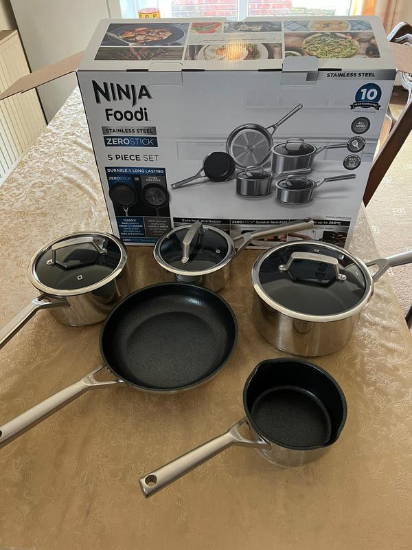 Ninja Foodi ZEROSTICK C65000UK - Juego de sartenes de acero inoxidable,  antiadherente, compatible con inducción, apto para lavavajillas