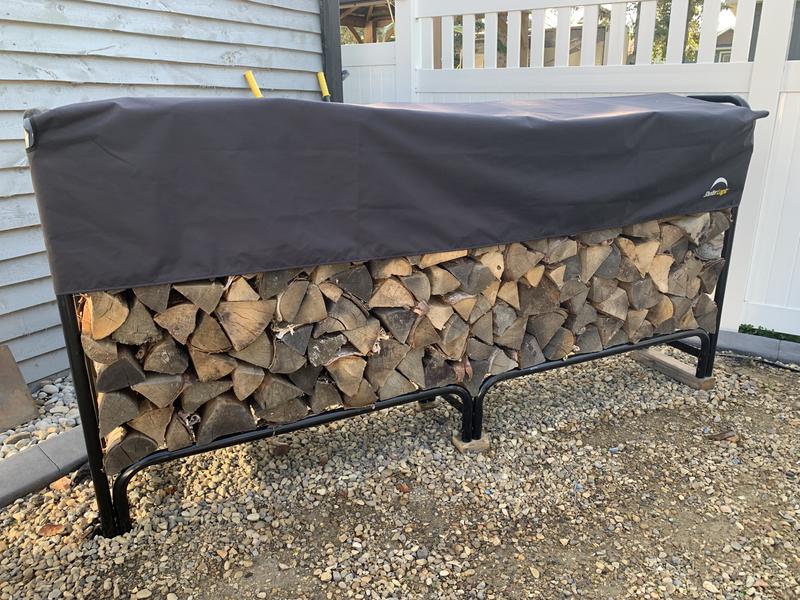 Support à Bois De Chauffage 10 Pieds Avec Housse De Protection - Noir, Acier, 3300 Lb