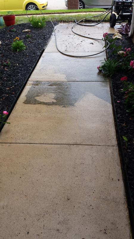 Whole sidewalk was black like the remaining in the pic. Does an awesome job!