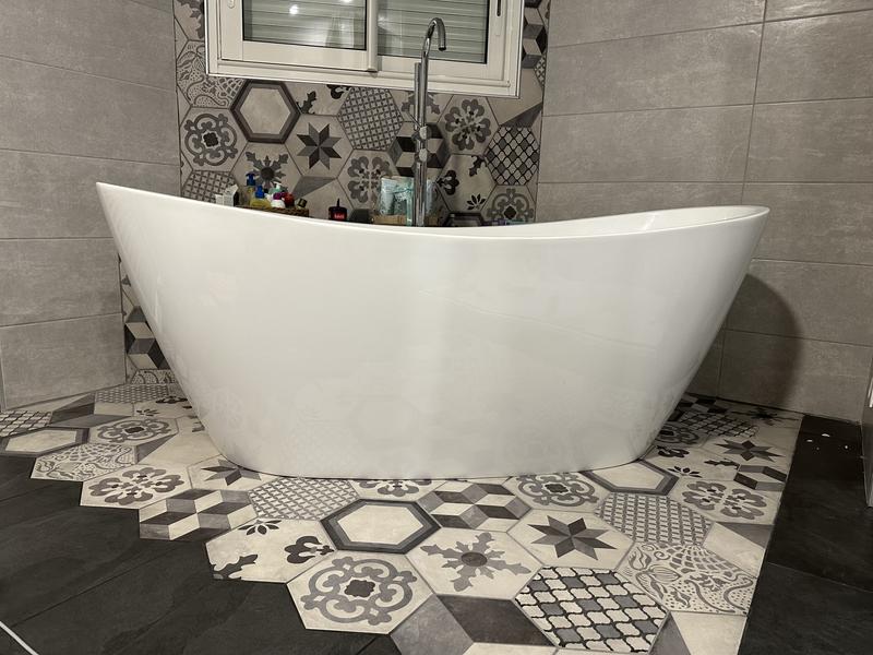 Baignoire îlot ovale VENECIA Noire Mate L. 170 x l. 80 cm