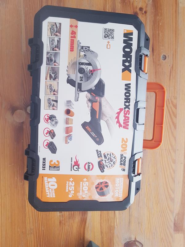 Scie à Onglet Sans Fil WORX Nitro WX845.9 20V - Coupe 220mm, Biseau 45°, Guidage Laser, Sans Batterie