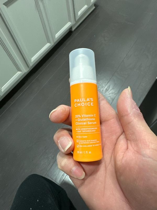 paula's choice 25 vitamin c + glutathione clinical serum review 25% C+ 1 fl. oz Quantity:360 servings (Save 33%) melasma supplement 25% Vitamin C + *MEDICUBE AGE-R GLUTATHIONE GLOW