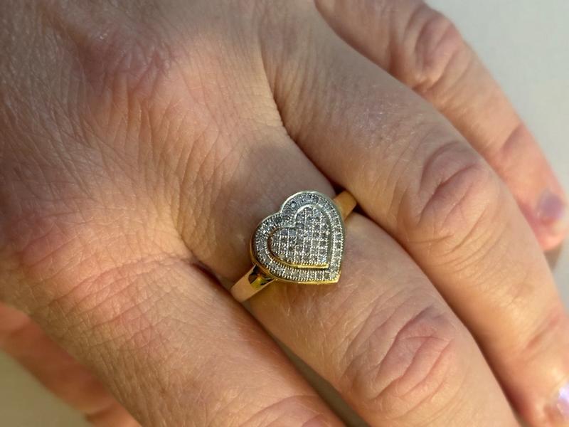 1/5 CT. T.W. Composite Diamond Double Heart Ring in 10K Gold | Banter