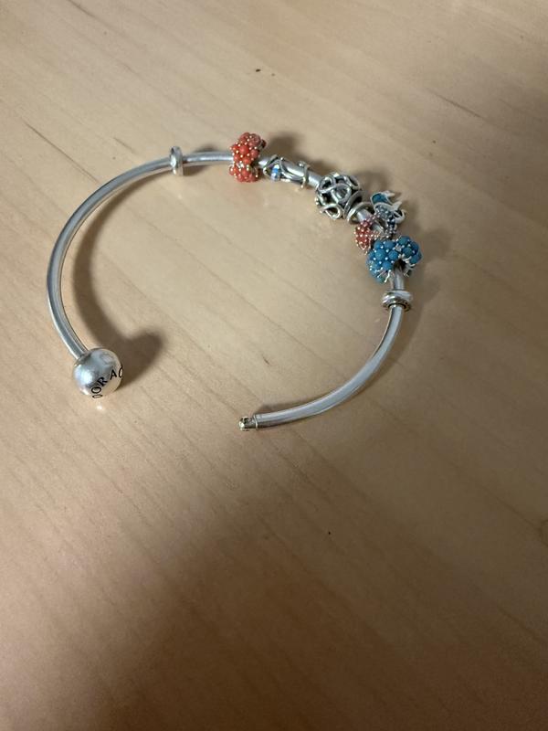 アクセサリー Pandora Open Bangle Retired Pandora Open Bangle Charm Bracelet with Clear