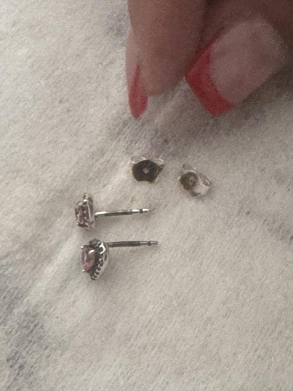 Elevated Pink Heart Stud Earrings | Sterling silver | Pandora NZ