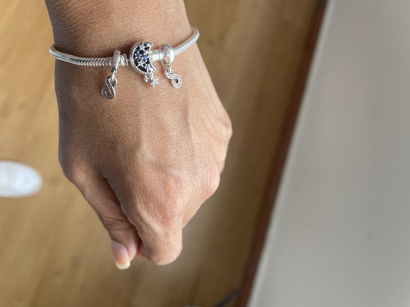 Pandora Moments Sparkling Moon Clasp Snake Chain Bracelet, Sterling silver