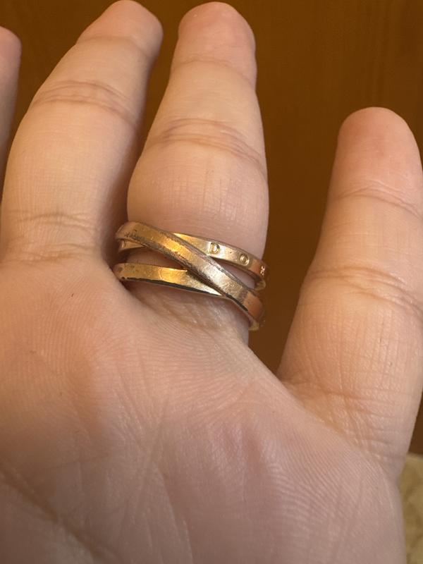 Crossover Pave Triple Band Ring Rose gold plated Pandora NZ