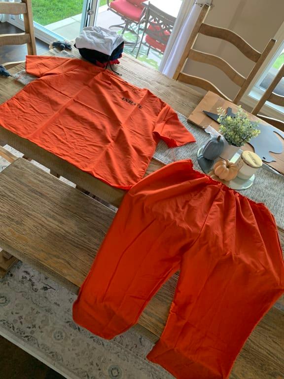 The costume layed out on my 8 person dining table, as you can see the top alone takes up 1/3 of the table.