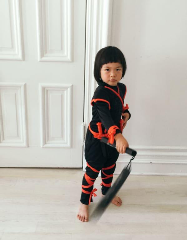 He LOVES it and check out his ninja face.