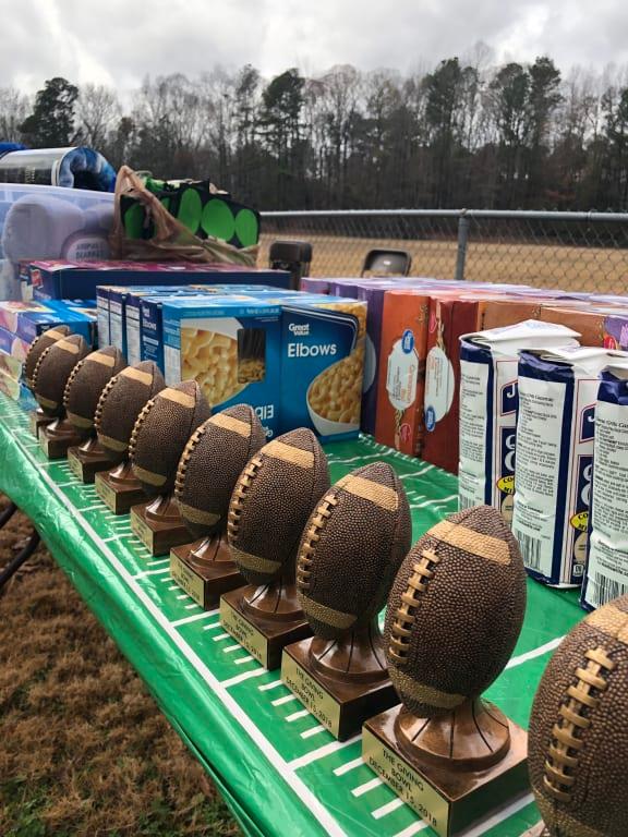 We used it to cover the food donation table at our family's annual charitable flag football game.