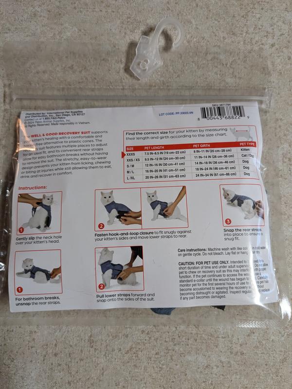 Well Good Recovery Suit for Kittens, 3X-Small Petco