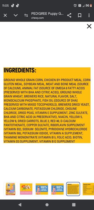 Pedigree puppy food ingredients sales