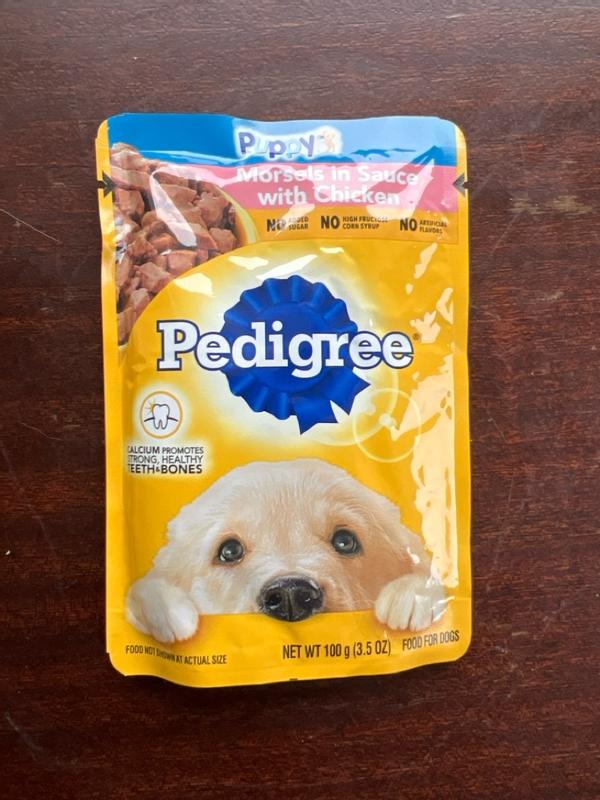 Pedigree puppy morsels in sauce with chicken best sale