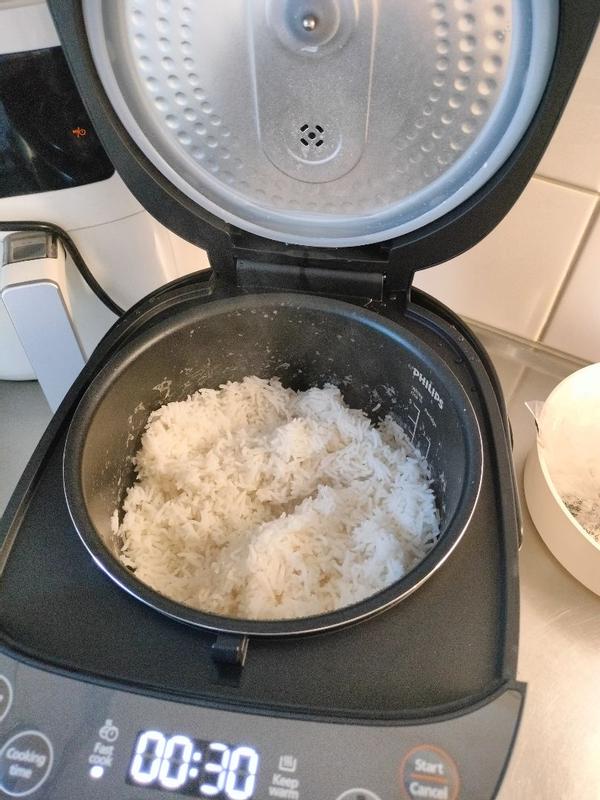 Cuociriso Philips Serie 3000 - 0.85L, 8 Programmi, Pentola Antaderente, Cottura Rapida 30 Minuti, Nero/Argento