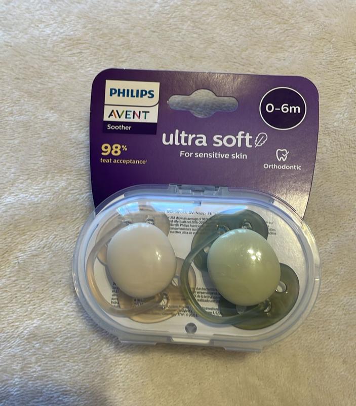 Paquete de 2 chupetes Philips Avent ultra soft - Chupete sin BPA para bebés  de entre 0 y 6 meses (modelo SCF091/03)