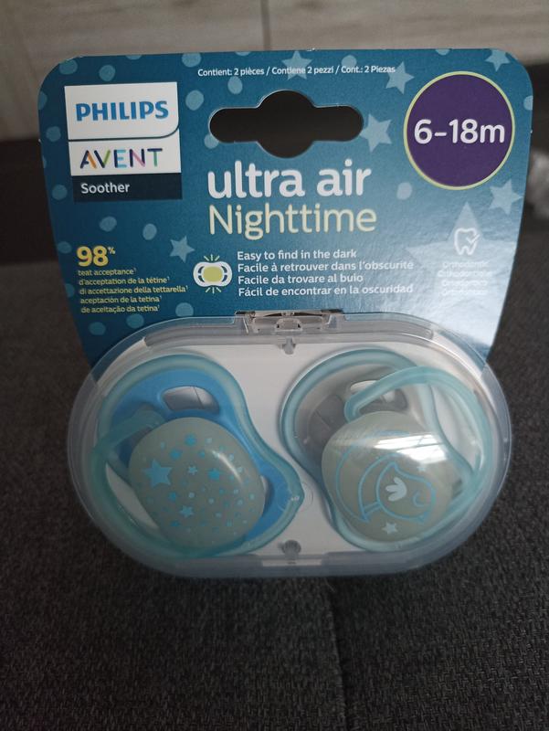 Philips Avent Sucette Ultra Air Night Neutral SCF376/01 +18 Mois 2 Pièces