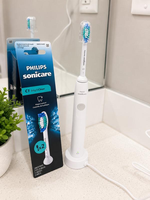 Sonicare SimplyClean 2-pack brush heads, white HX6012/77 | Philips