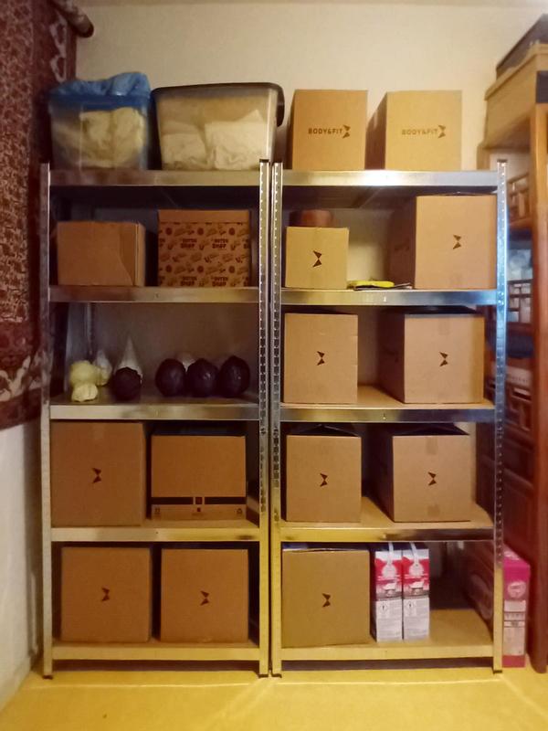 SONGMICS opbergrekken, rekken voor zwaar gebruik, set van 2, kelderrekken, 180 x 90 x 40 cm, tot 875 kg draagvermogen, boutloze rekken, versterkt stalen frame, 5 verstelbare, blauw GLR040Q02