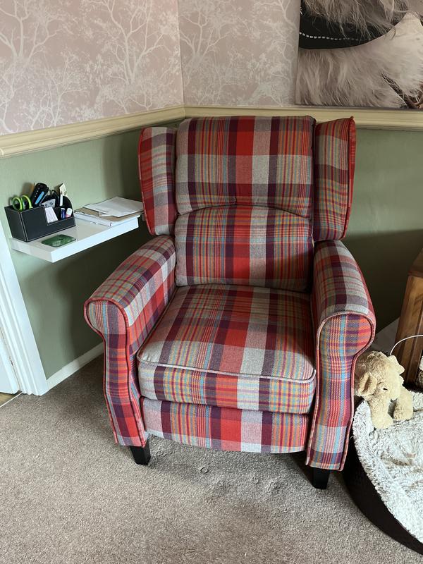 Red tartan recliner chair hotsell
