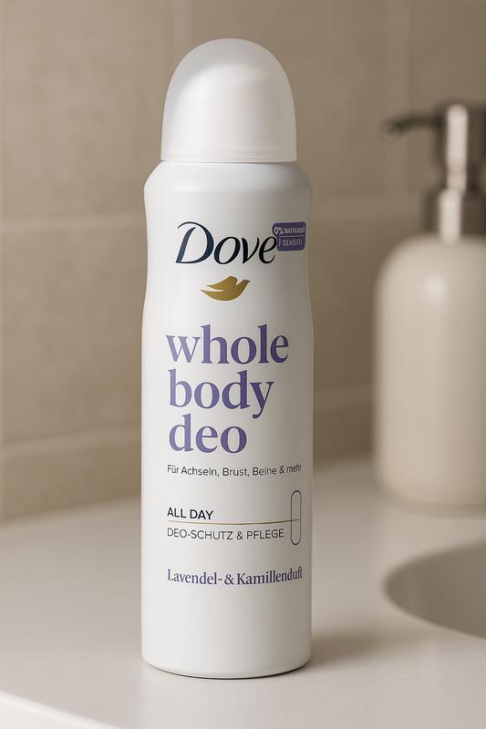 Dove Ganzkörper-Deodorant Lavendel & Kamille – 150 Ml Spray, 72h Schutz, Für Empfindliche Haut