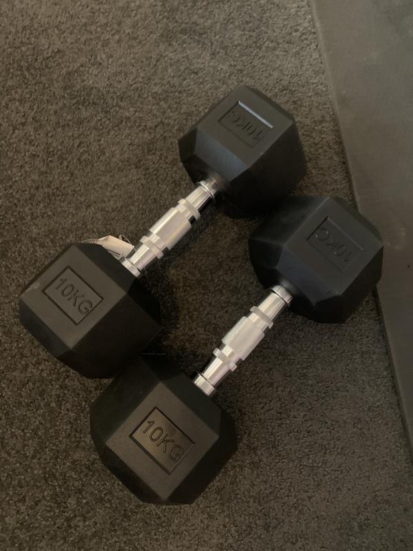 Celsius 10kg Rubber Hex Dumbbell 1 Piece Rebel Sport