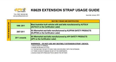 APV Seat Belt Kit Extension K6629 APV Repco Australia