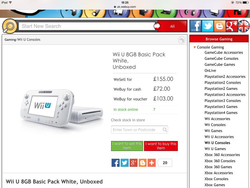 Wii U Console, 8GB Basic Pack White, Discounted CeX (UK) Buy, Sell