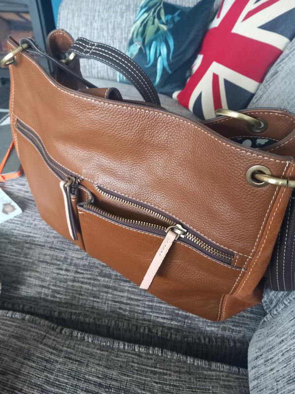 Farrah Leather Tote Bag in MID TAN White Stuff