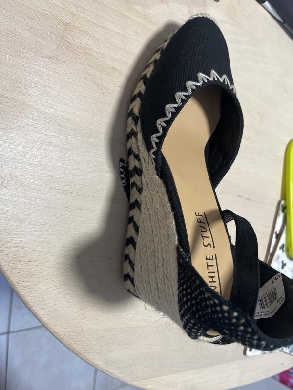 Embroidered Wedge Espadrille in PURE BLACK White Stuff