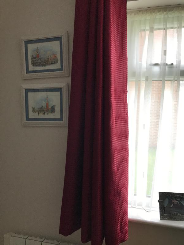 Wilko Red Waffle Weave Lined Eyelet Curtains 167 W X 183cm D Wilko