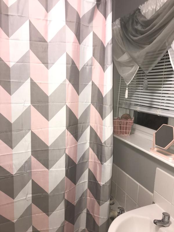 Wilko Treasured Chevron Shower Curtain, Pink And White Chevron Shower Curtain
