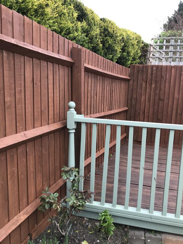 Fence Painted In Ronseal Medium Oak, Seat In Cuprinol Me Not And