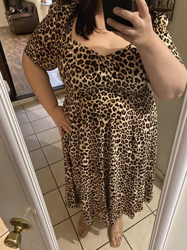 Plus Size - Sweetheart Skater Dress - Poplin Leopard - Torrid
