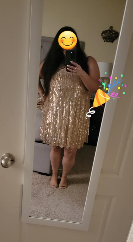 Plus Size - Fringe Mini Dress - Gold Shimmer - Torrid