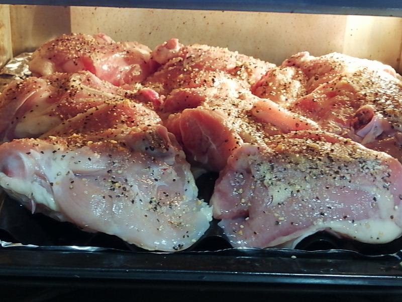 coated our chicken thigh top and bottom