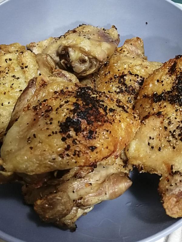 cooked skin side up last to crispy the skin