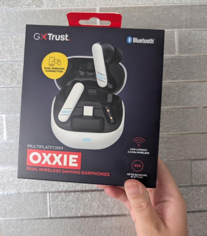 GXTrust 409 Oxxie Écouteurs Bluetooth Sans Fil PS5 Switch PC Mobile, In Ear Casque Gaming Bluetooth En Récepteur USB-C Faible Latence, 40 Heures D' Autonomie, 4 Microphones Antibruit ENC, Blanc