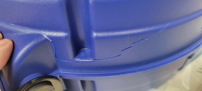 Cracked Goodyear hose reel housing straight from box.